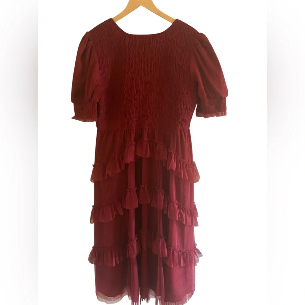 NWOT JESSAKAE Women's Daphne Dress, Burgundy size 1XL - Picture 3 of 16